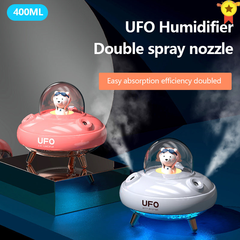 Dual Nozzles Wireless Air Humidifier Ultrasonic USB Mist Maker Fogger Chargeable UFO Cartoon Bear Water Diffuser Humidificador