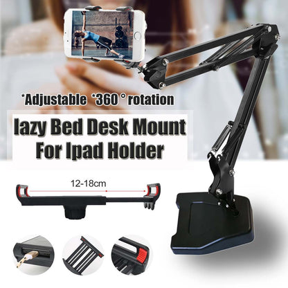 Compatible with Apple, Universal Mobile Phone Holder 360 Degree Rotating Long Arms For IPad Mini Desktop Bed Lazy Bracket Phone Stand Metal Clamp