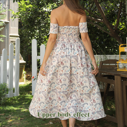 Women's Off Shoulder Strapless Floral Dress