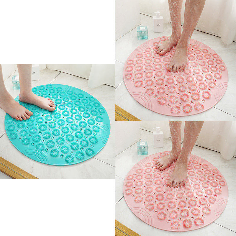 Textured Surface Round Shower Mat Anti-Slip Bath Mats With Drain Hole Massage Round In Middle For Shower Stall