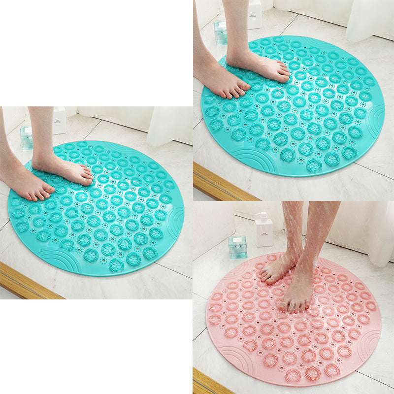 Textured Surface Round Shower Mat Anti-Slip Bath Mats With Drain Hole Massage Round In Middle For Shower Stall