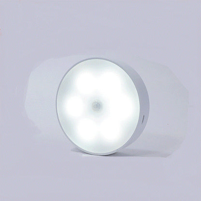 Usb Rechargeable Motion Sensor Light Round Wireless LED Puck Light Kichen Cabinet Lighting Motion Sensor Lamp Night Light