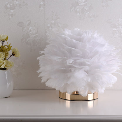 Feather Table Lamp Bedroom Bedside Light Luxury Ins Creative Warm And Romantic Girl Children'S Room Nordic Living Room Floor Lamp