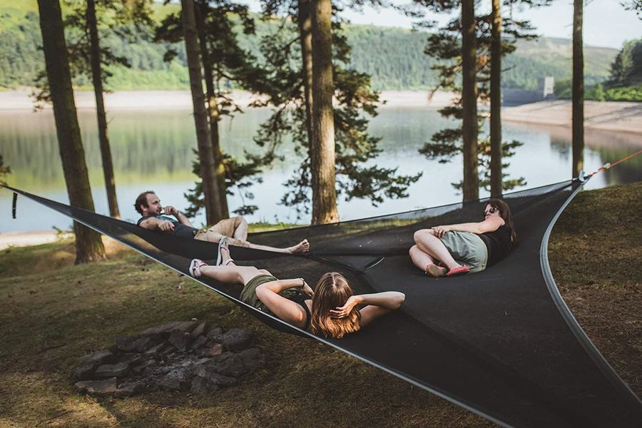 Multi-Person Hammock Three Point Design Portable Hammock Multi-functional Triangle Aerial Mat