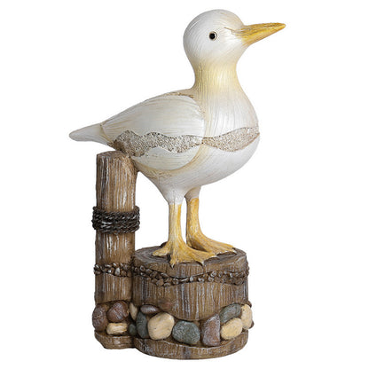 Seagull Figurine Statue Seabird Stump Ornament Animal Bird Resin Sculpture Coastal Beach Home Office Decoration Birthday Gift