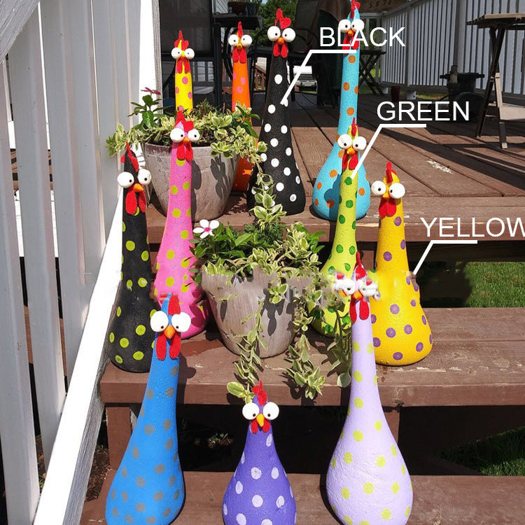 Yard Art Decor Chicken Garden Lawn Plug Hen Rooster Ornaments Hens Bird Statues Edge Seater Indoor Outdoor Back Yard Decorations