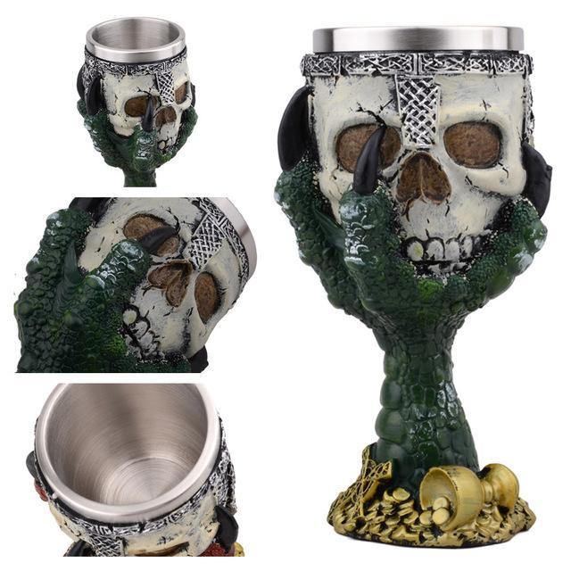 Horrible Resin Stainless Steel Design Wine Glass Horror Cup Skull Goblet Perfect Gift Skull For Lovers Halloween Theme Parties