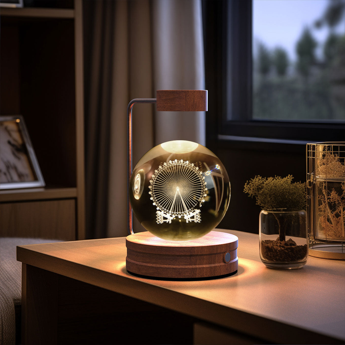 Crystal Ball Cosmic Dinosaur Indoor Night Light USB Power Warm Bedside Light Birthday Gift Night Lamp