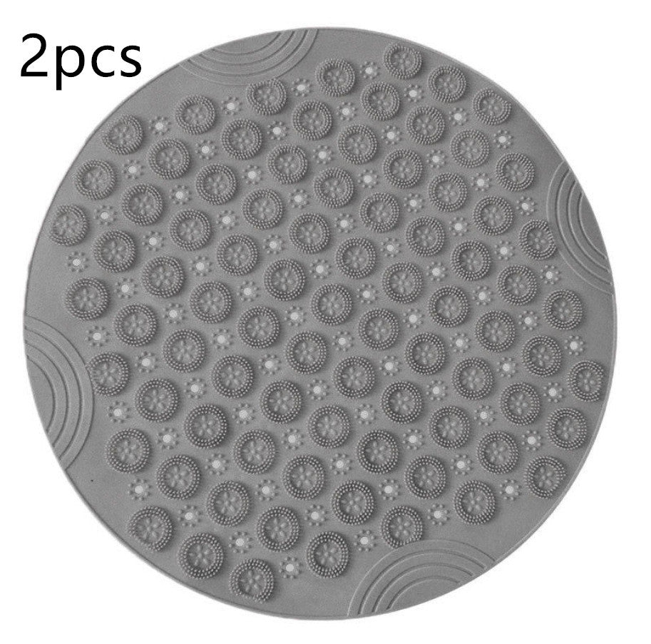 Textured Surface Round Shower Mat Anti-Slip Bath Mats With Drain Hole Massage Round In Middle For Shower Stall