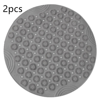 Textured Surface Round Shower Mat Anti-Slip Bath Mats With Drain Hole Massage Round In Middle For Shower Stall