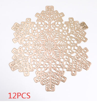 New Snowflakes PVC Hollow Anti-scalding Insulation Pad Table Bowl Mats Home Christmas Decor Heat Resistant Placemat Dining Table