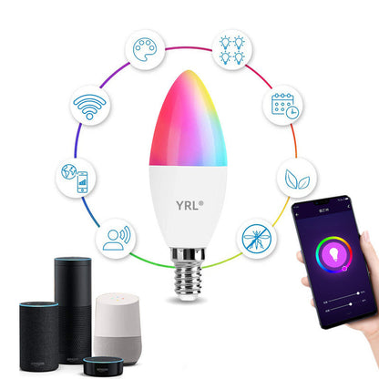 Smart WifI Led Lamp E14 RGB CW WW Led Bulb Dimmable 85-265V Voice Control Light Bulbs Alexa Google Home For Home Decorative