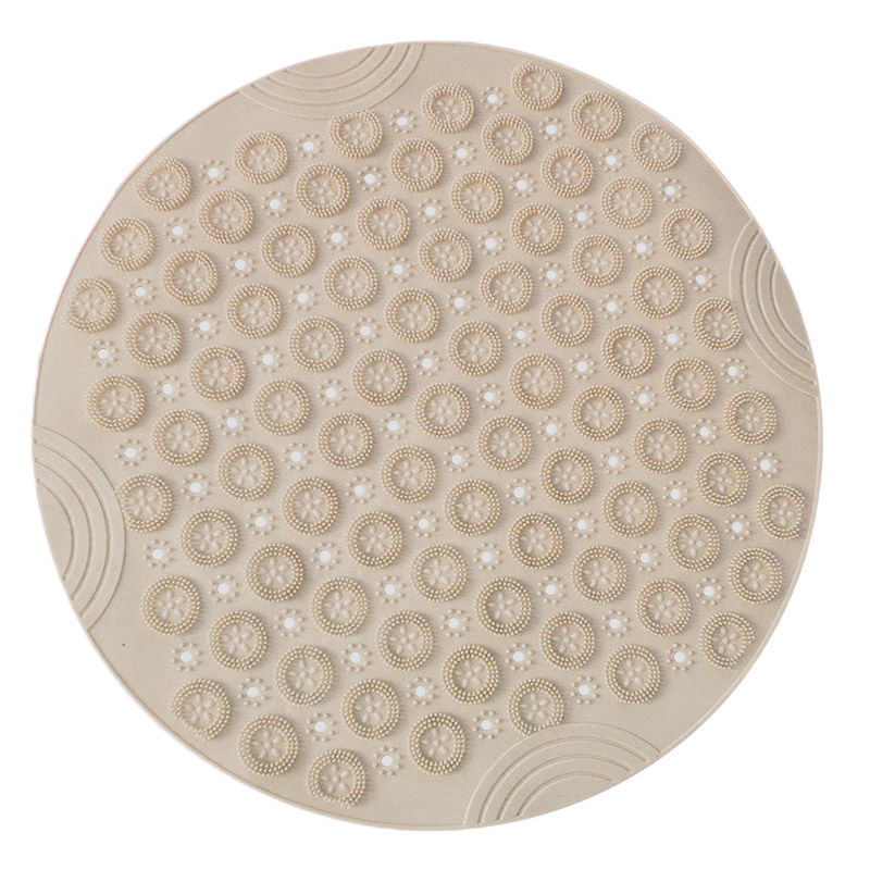 Textured Surface Round Shower Mat Anti-Slip Bath Mats With Drain Hole Massage Round In Middle For Shower Stall