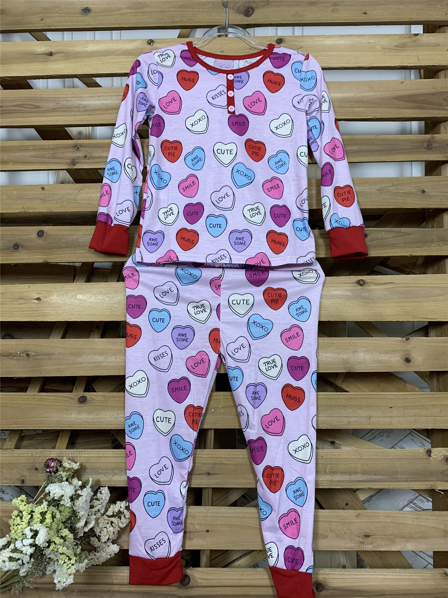 Valentines Day Love Print Casual Home Pajamas Parent Child Set