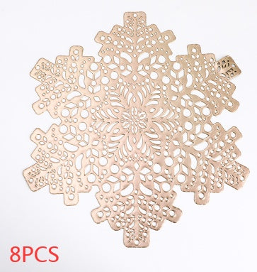 New Snowflakes PVC Hollow Anti-scalding Insulation Pad Table Bowl Mats Home Christmas Decor Heat Resistant Placemat Dining Table