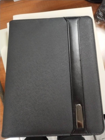 Business Document Bag A4 File Holder For Ipad Holder Zipper Notepad Porfolio With 5000 MAH Wiereless Charging Power Bank Inside