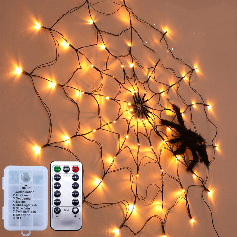 Halloween Led Spider Web String Light 5v Remote Control 8 Modes Net Mesh Atmosphere Lamp Outdoor Indoor Party Decor Led Light