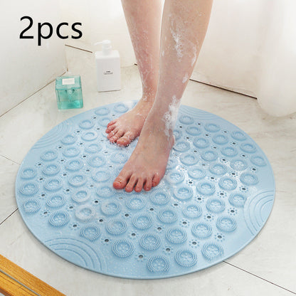 Textured Surface Round Shower Mat Anti-Slip Bath Mats With Drain Hole Massage Round In Middle For Shower Stall