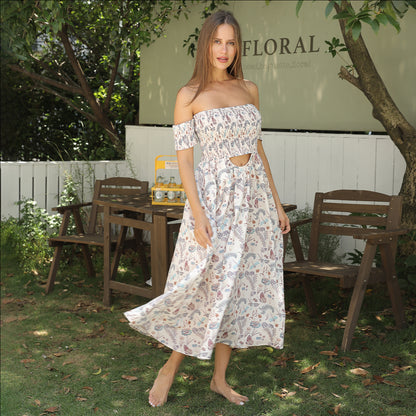 Women's Off Shoulder Strapless Floral Dress