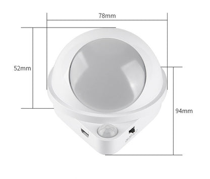 LED Smart Sensor Night Light 360 Degree Rotating Infrared Wireless USB Charging Outdoor Indoor Cabinet Aisle Staircase Wall Lamp