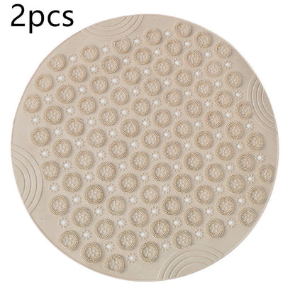 Textured Surface Round Shower Mat Anti-Slip Bath Mats With Drain Hole Massage Round In Middle For Shower Stall