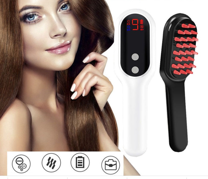 Electric Head Massager Magnetic Therapy Hair Growth Comb Blue Red Light Scalp Massage Brush Relieve Fatigue Pressure LED Display