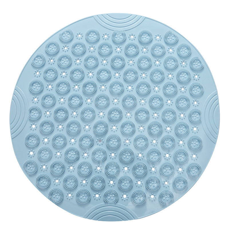 Textured Surface Round Shower Mat Anti-Slip Bath Mats With Drain Hole Massage Round In Middle For Shower Stall