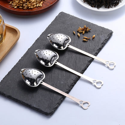 Stainless Steel Tea Filter With Chain Metal Herb Spice Strainer Spoon Heart Shaped Tea Infuser Seasoning Ball Teaware