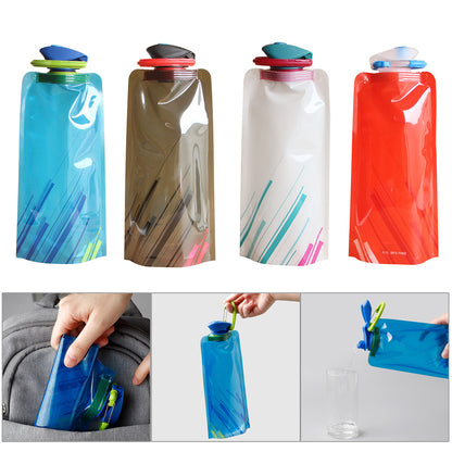 Travel Portable Collapsible Folding Drinking Water Pot Outdoor Sports Water Bottle Carabiner Water Bottle Bag Camp Bag