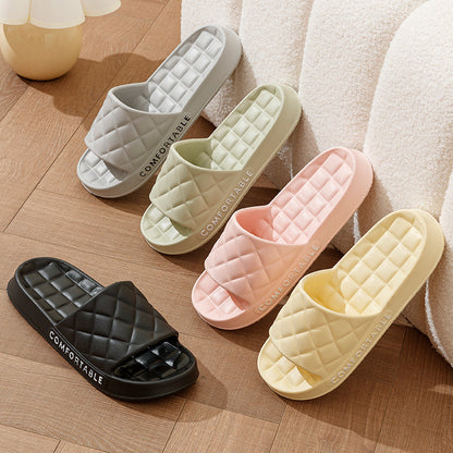 Men's Home Slippers With Plaid Design Soft-soled Silent Indoor Floor Bathing Slippers Women House Shoes Summer