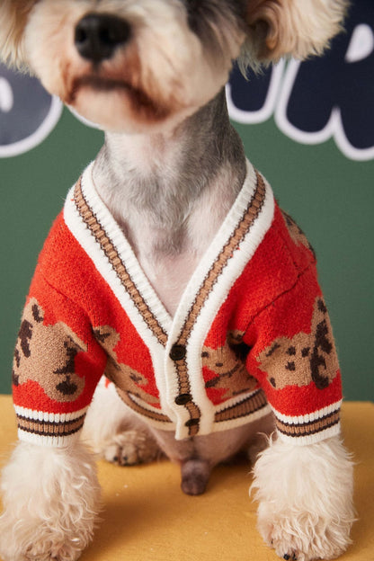 Dog Cat Sweater Preppy Style V-neck Striped Vest Pet Puppy Winter Warm Clothes Apparel For Dogs Cats