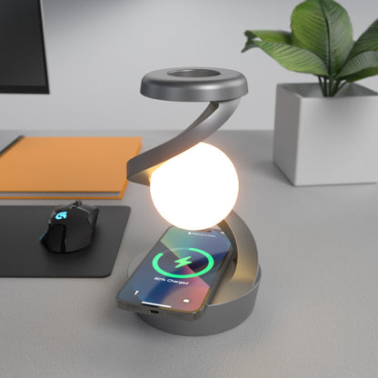 Rotating Moon Desk Lamp With Phone Wireless Charging Sensor Control Table Lamps Decorative Desktop Lamp Small Night Lamp Home Decor