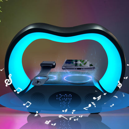 2024 New 6 In 1 Smart Remote Control Bluetooth Ambience Intelligent LED Table Lamp Multi-function Wireless Charger Night Light Bluetooth Speaker