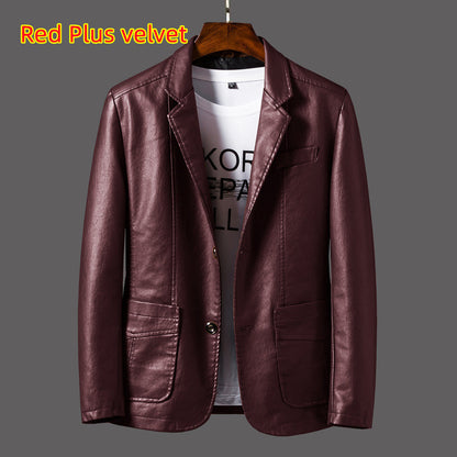 Leather Men's Autumn And Winter Jacket Thin Lapel