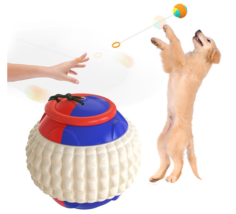 New Pet Draw Rope Hand Throwing Ball ABS Grinding Teeth Resistant Chew Dog Training Ball