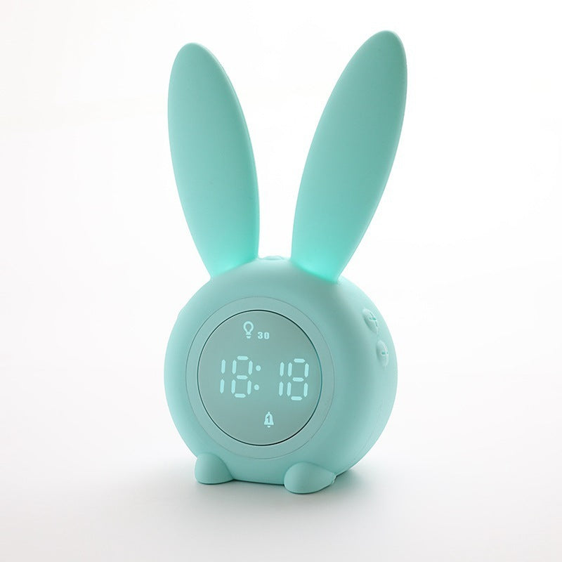 LED Digital Alarm Clock Bunny Ear Electronic LED Display Sound Control Cute Rabbit Night Lamp Desk Clock For Home Decoration