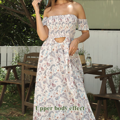 Women's Off Shoulder Strapless Floral Dress