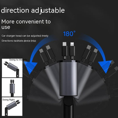 Metal Car Charger 100W Super Fast Charging Car Cigarette Lighter USB And TYPE-C Adapter