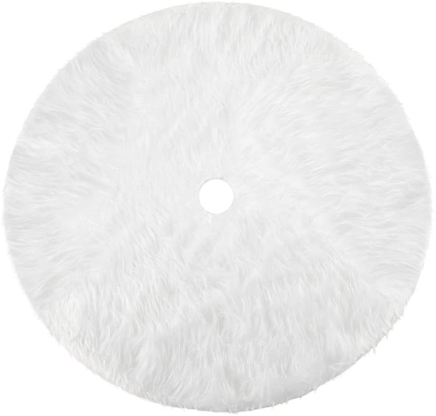 White Christmas Tree Skirt Plush Faux Fur Xmas Tree Carpet Merry Christmas Tree Decorations Ornament New Year Navidad Home Decor